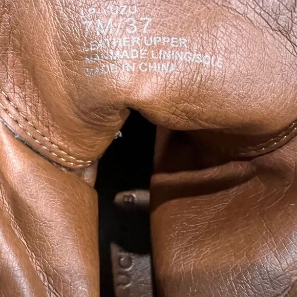 Lucky Brand Suede Tan Wedge Ankle Booties Women’s Size 7 Lace-Up Foldover Boots - Picture 8 of 10